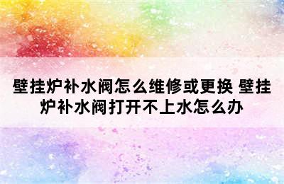 壁挂炉补水阀怎么维修或更换 壁挂炉补水阀打开不上水怎么办